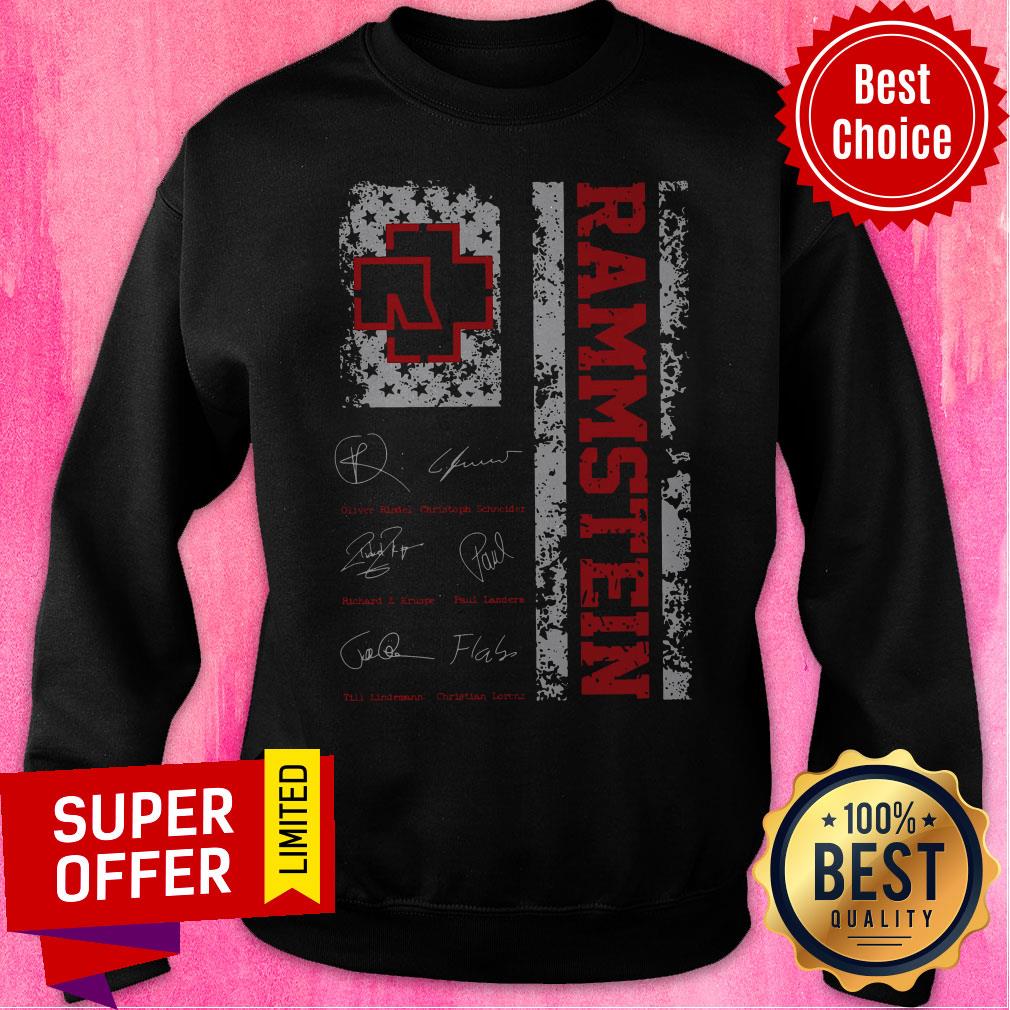 Awesome American Flag Signatures Rammstein Shirt - Image 3