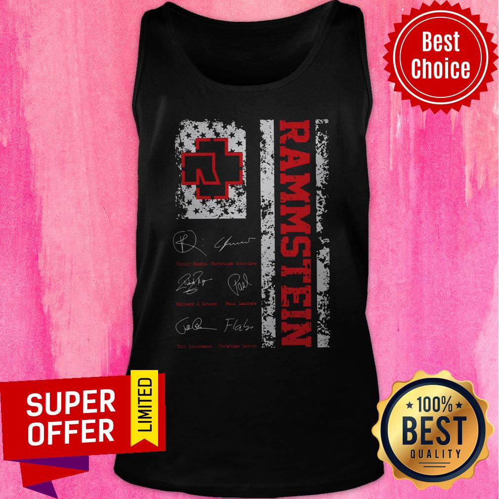 Awesome American Flag Signatures Rammstein Shirt - Image 2