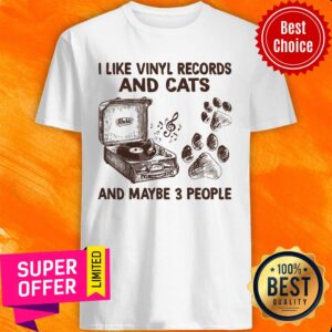 Vinyl Records Cats 3 People Shirt