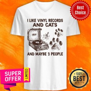 Alternative view of Vinyl Records Cats 3 People Shirt