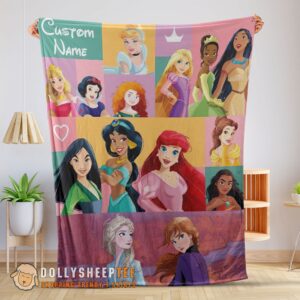 Perfect Cute Disney Cartoon All Princess Characters Blanket Fleece Customized Blanket