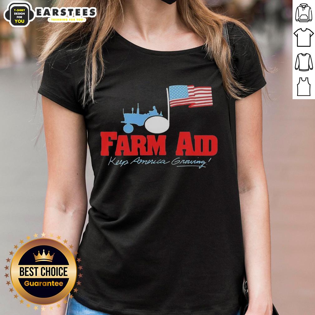 Original Farm Aid Keep America Growing The Logo Of A Tractor And The American Flag T-Shirt - Image 3