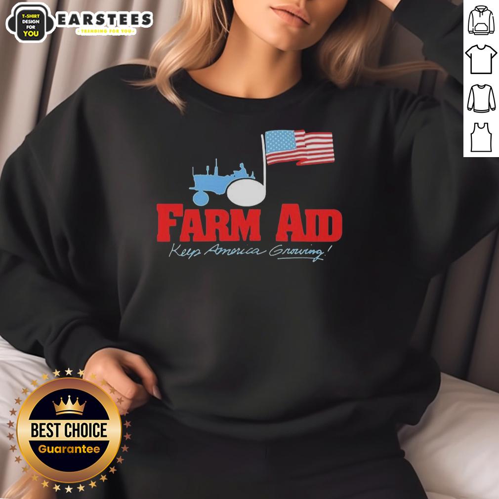 Original Farm Aid Keep America Growing The Logo Of A Tractor And The American Flag T-Shirt - Image 5