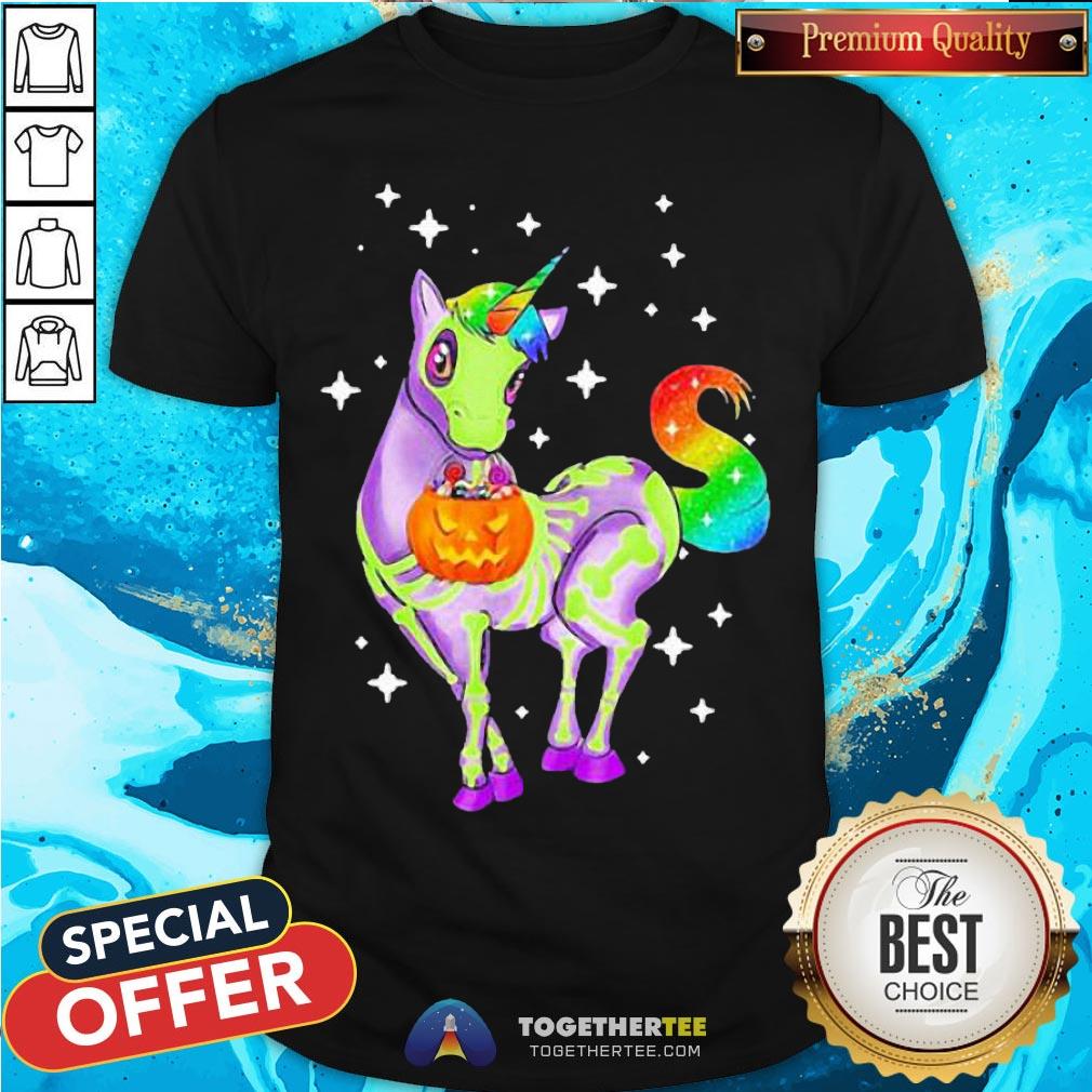 Pretty Unicorn Skeleton Happy Halloween Shirt