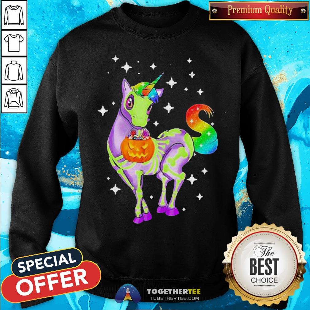Pretty Unicorn Skeleton Happy Halloween Shirt - Image 4