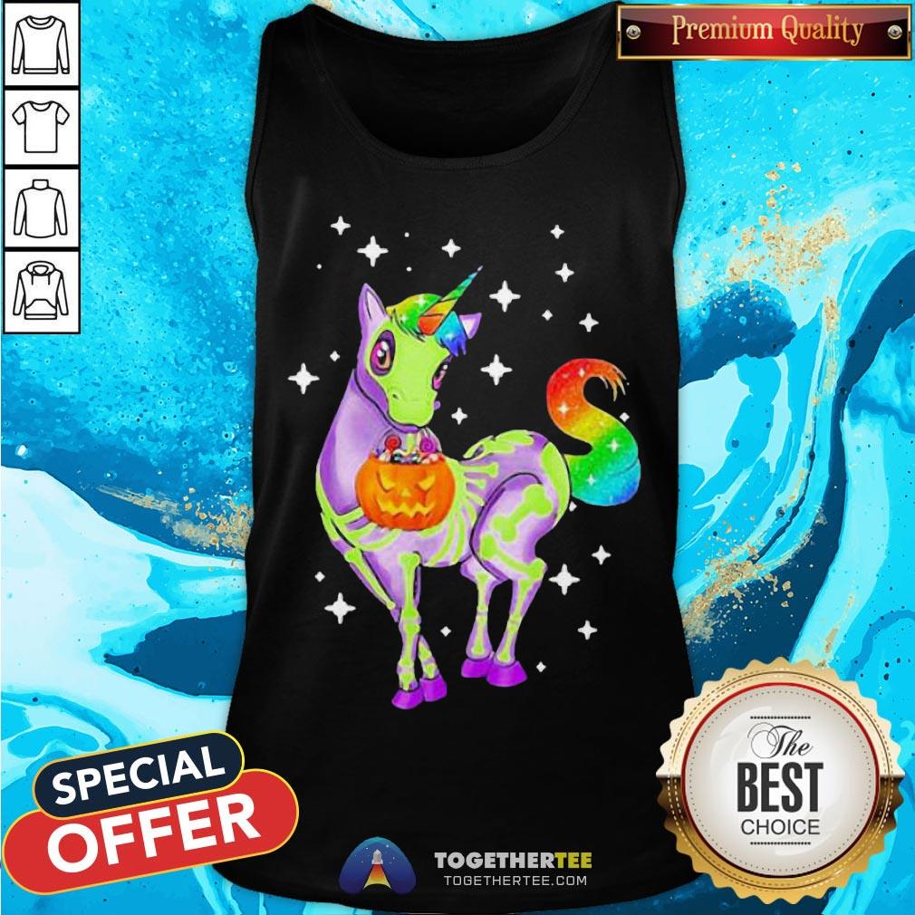 Pretty Unicorn Skeleton Happy Halloween Shirt - Image 3