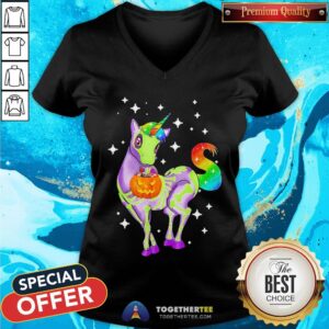 Alternative view of Pretty Unicorn Skeleton Happy Halloween Shirt