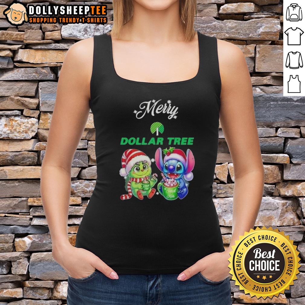 Happy Grinch And Stitch X Dollar Tree Merry Christmas T-Shirt - Image 4