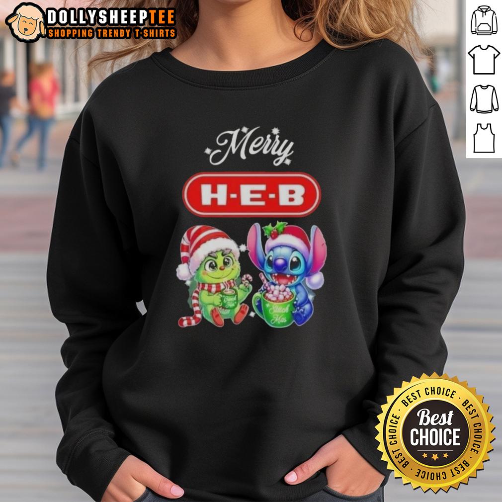 Happy Grinch And Stitch X H-E-B Merry Christmas T-Shirt - Image 5