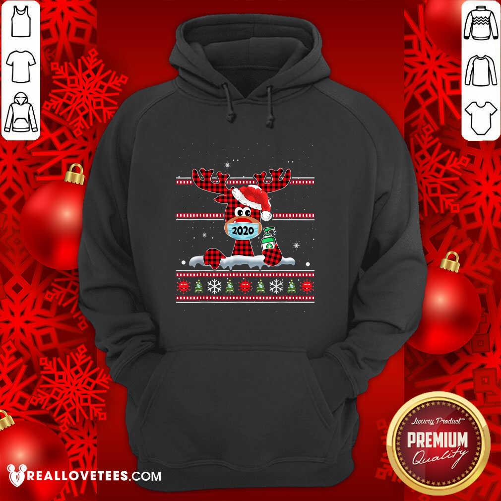 Official Merry Quarantine Christmas 2020 Reindeer Mask Family Pajamas Shirt - Image 4