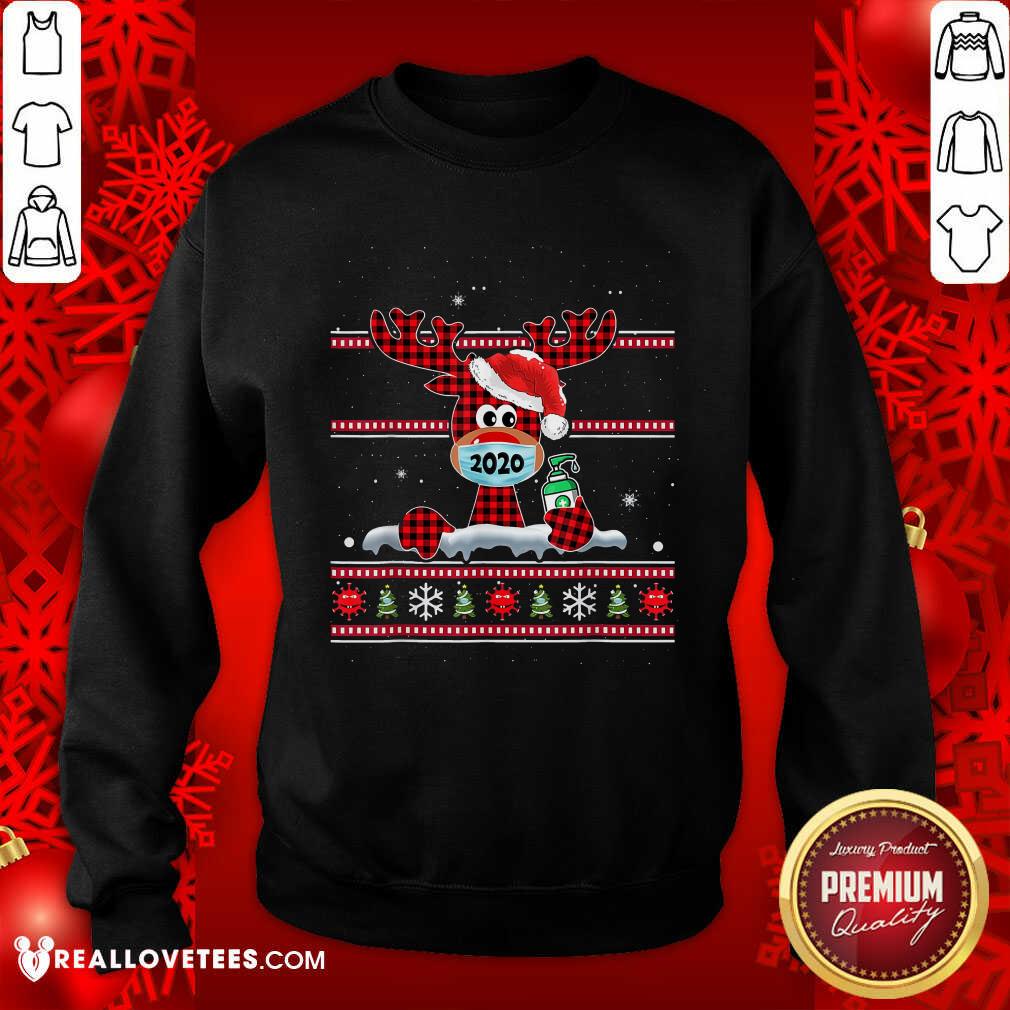 Official Merry Quarantine Christmas 2020 Reindeer Mask Family Pajamas Shirt - Image 3