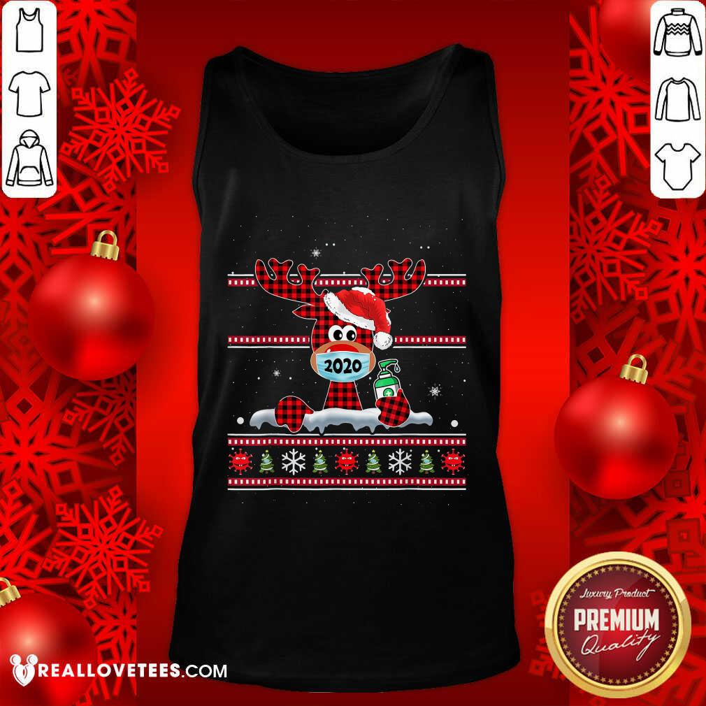 Official Merry Quarantine Christmas 2020 Reindeer Mask Family Pajamas Shirt - Image 2