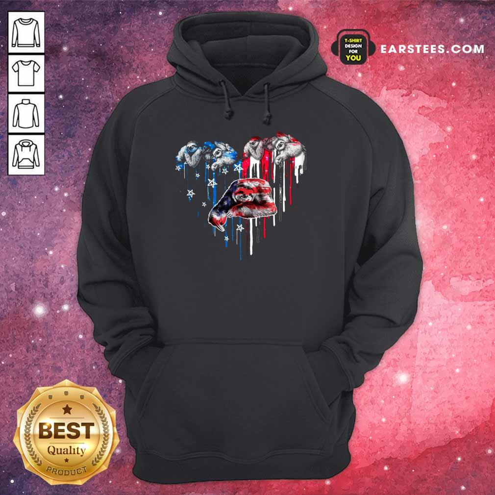 Top Sloth Heart American Flag Shirt - Image 4