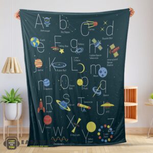 Good Outer Space Alphabet Poster Cute A To Z Astronomy Fleece Blanket