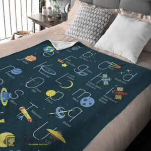 Alternative view of Good Outer Space Alphabet Poster Cute A To Z Astronomy Fleece Blanket