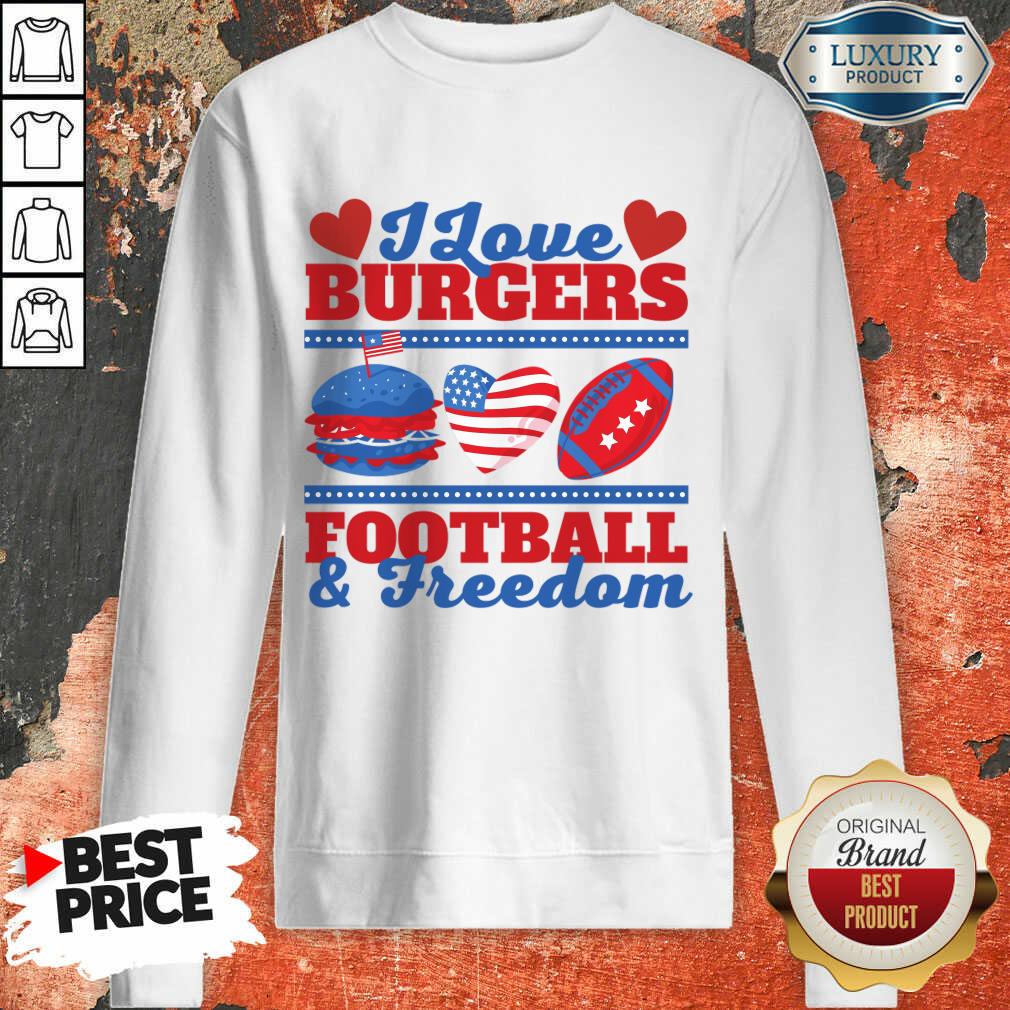 I Love Burgers Football And Freedom Shirt - Image 3