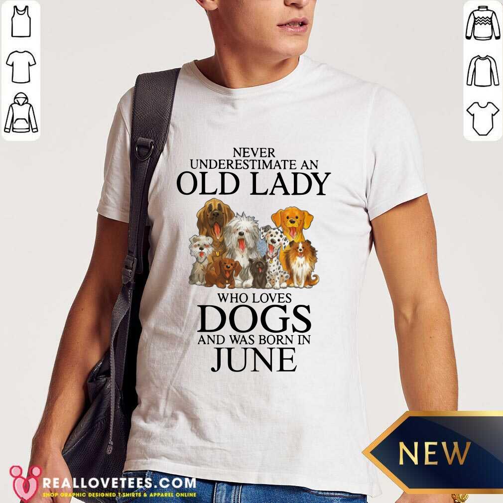 Never Underestimate An Old Lady Who Loves Dogs In June Shirt