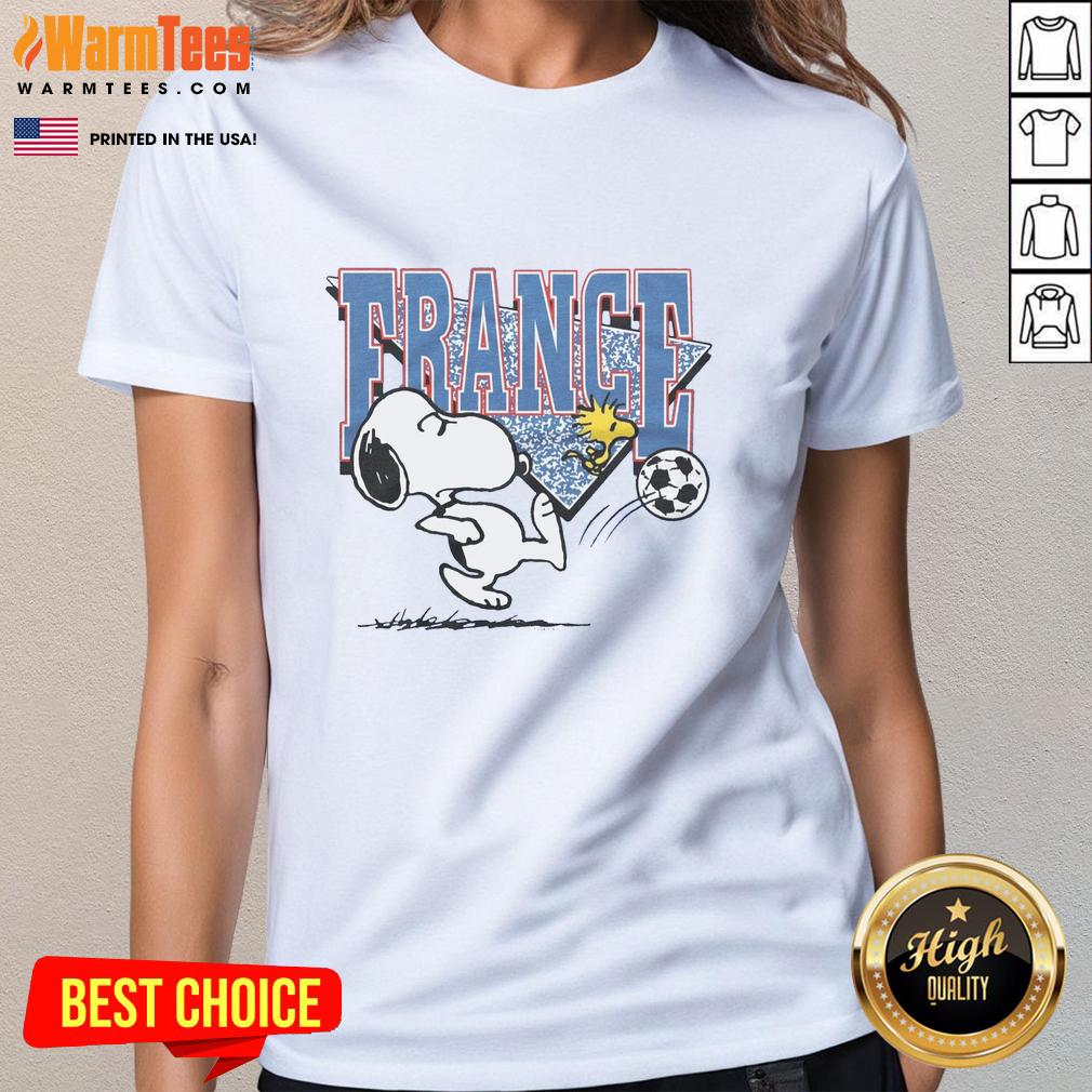 Cute Peanuts Snoopy X France Soccer T-Shirt - Image 3