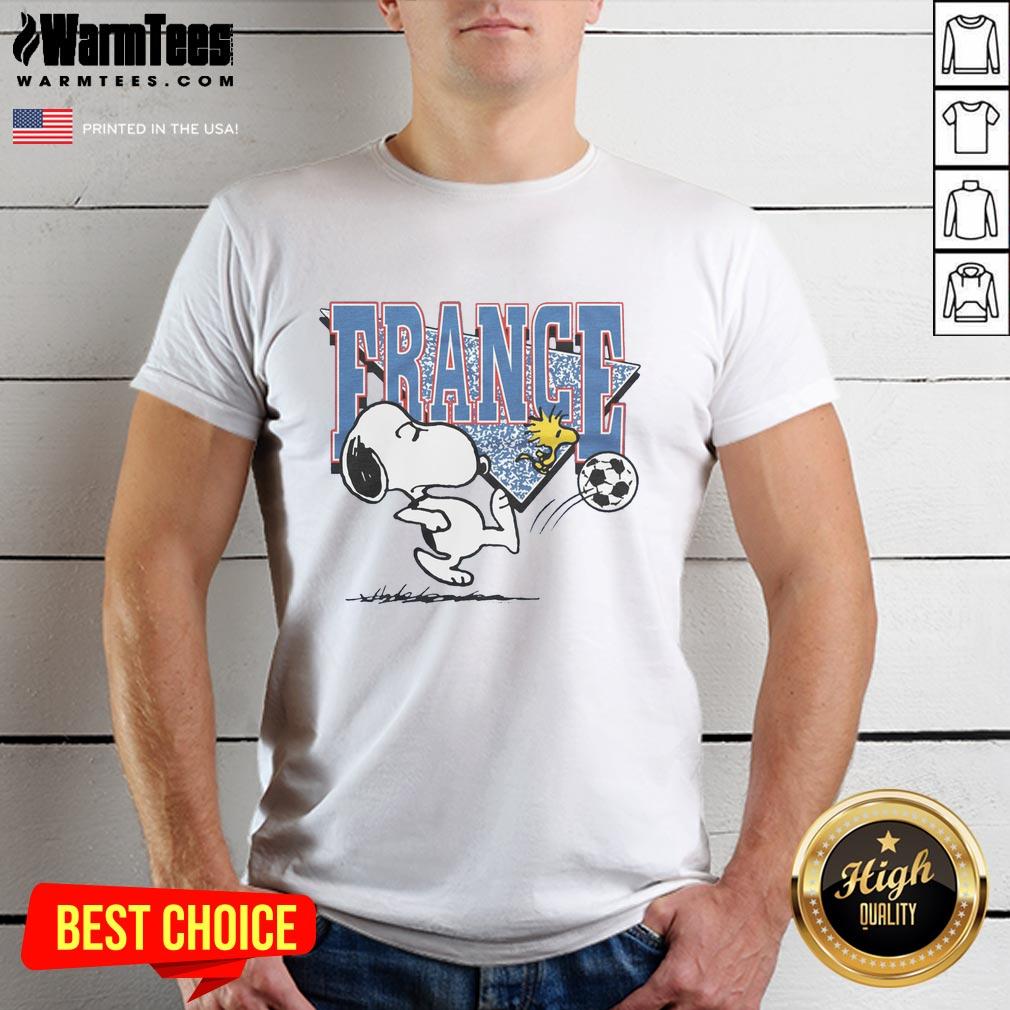 Cute Peanuts Snoopy X France Soccer T-Shirt