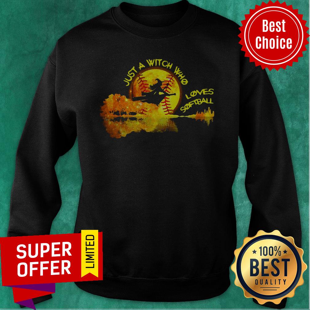 Funny Just A Witch Who Loves Softball Halloween Shirt - Image 2