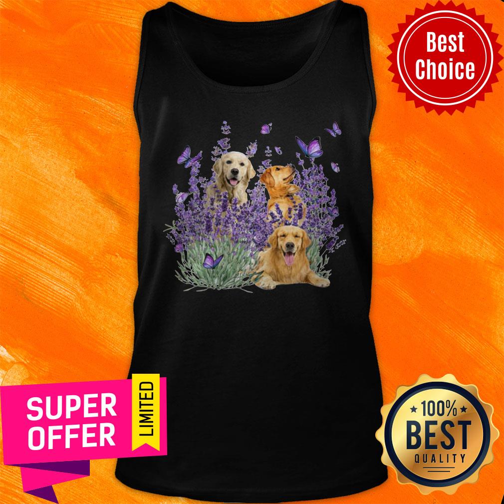 Nice Golden Retriever Butterflies Flowers Shirt - Image 4