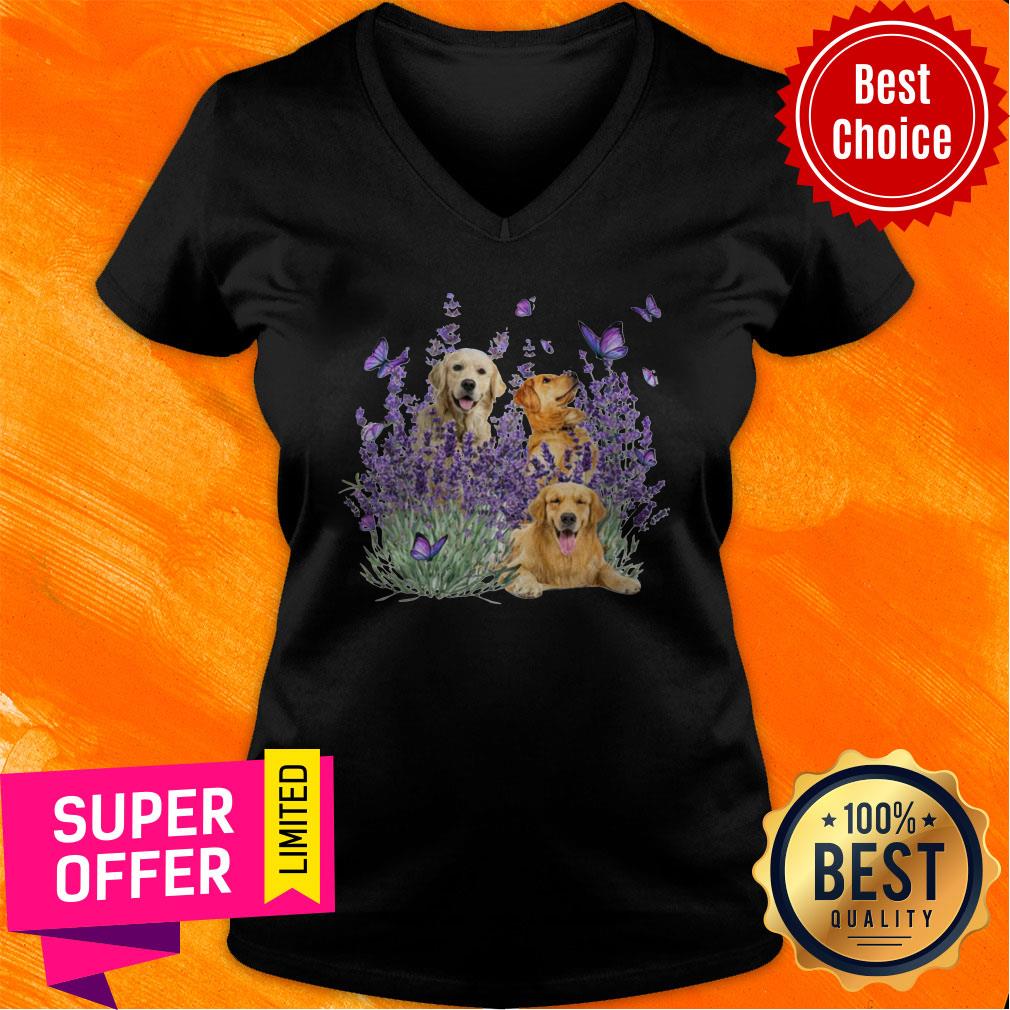 Nice Golden Retriever Butterflies Flowers Shirt - Image 5