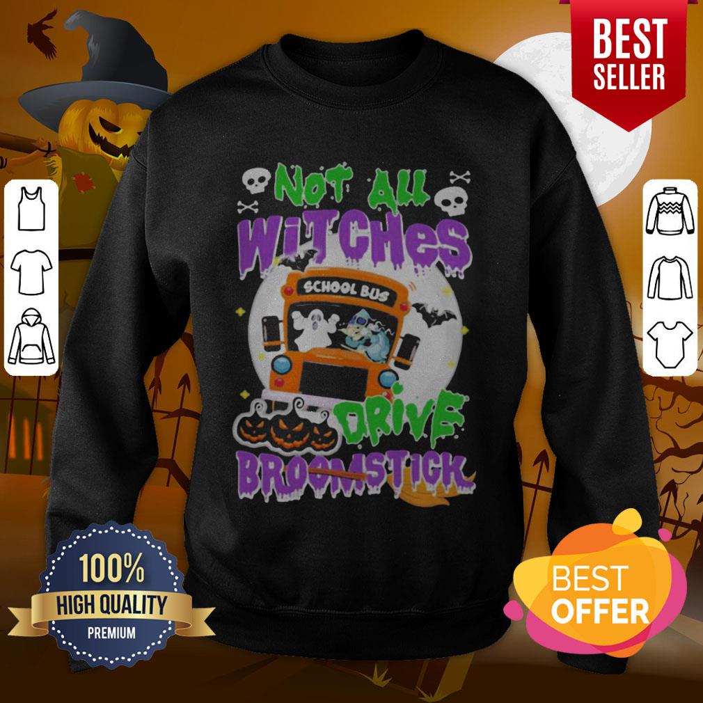 Attractive School Bus Not All Witches Drive Broomstick Halloween Shirt - Image 5