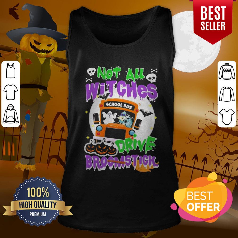 Attractive School Bus Not All Witches Drive Broomstick Halloween Shirt - Image 3