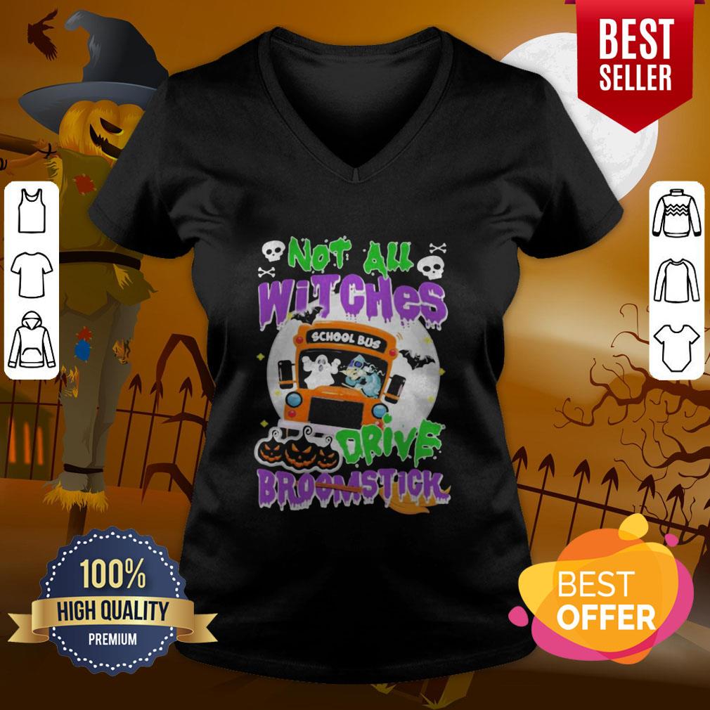 Attractive School Bus Not All Witches Drive Broomstick Halloween Shirt - Image 2