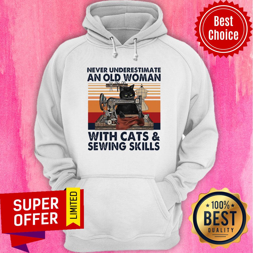 Funny Never Underestimate An Old Woman With Cats & Sewing Skills Shirt - Image 5
