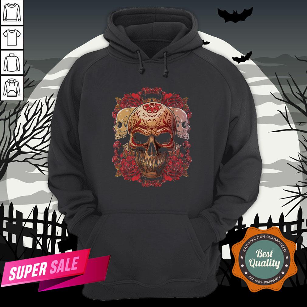 Sugar Skull Roses Day Of The Dead Dia De Muertos Shirt - Image 5