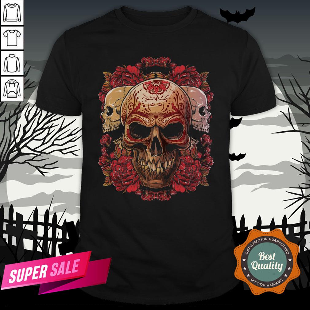 Sugar Skull Roses Day Of The Dead Dia De Muertos Shirt