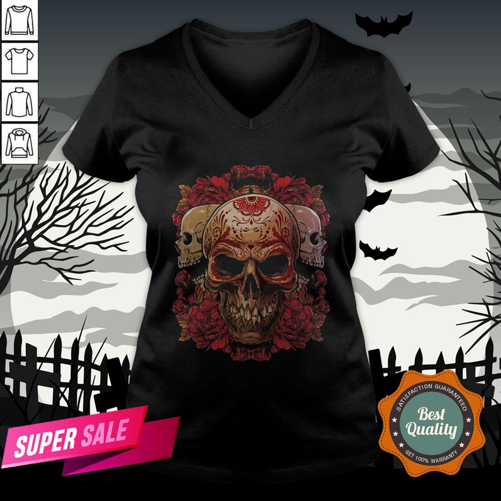Sugar Skull Roses Day Of The Dead Dia De Muertos Shirt - Image 2