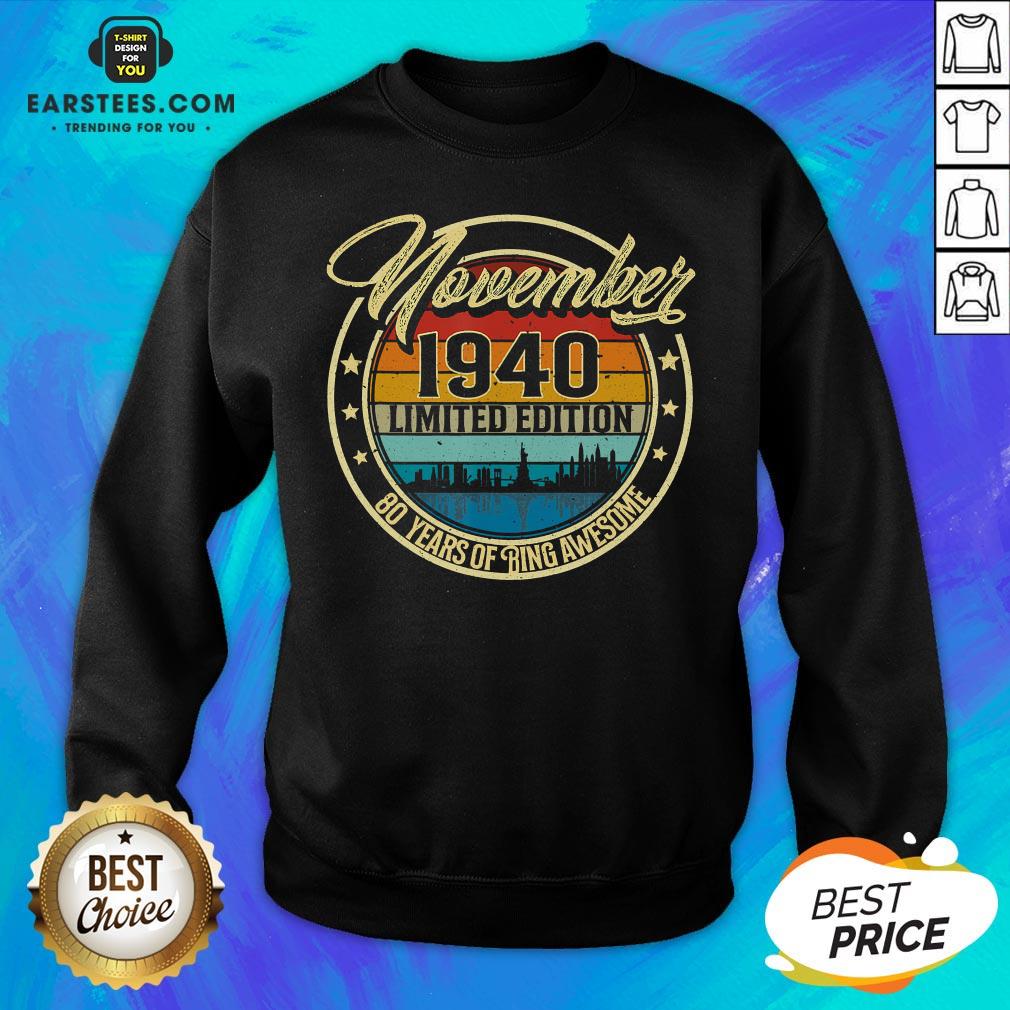 Premium November 1940 80 Year Old 80 Quarantine Birthday T-Shirt - Image 5