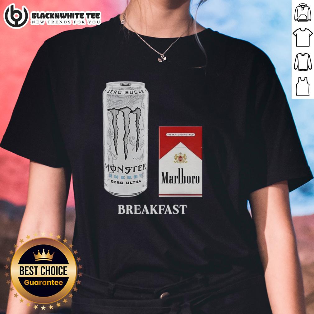 Good Breakfast White Monster And Marlboro Red Cigarette T-Shirt - Image 3