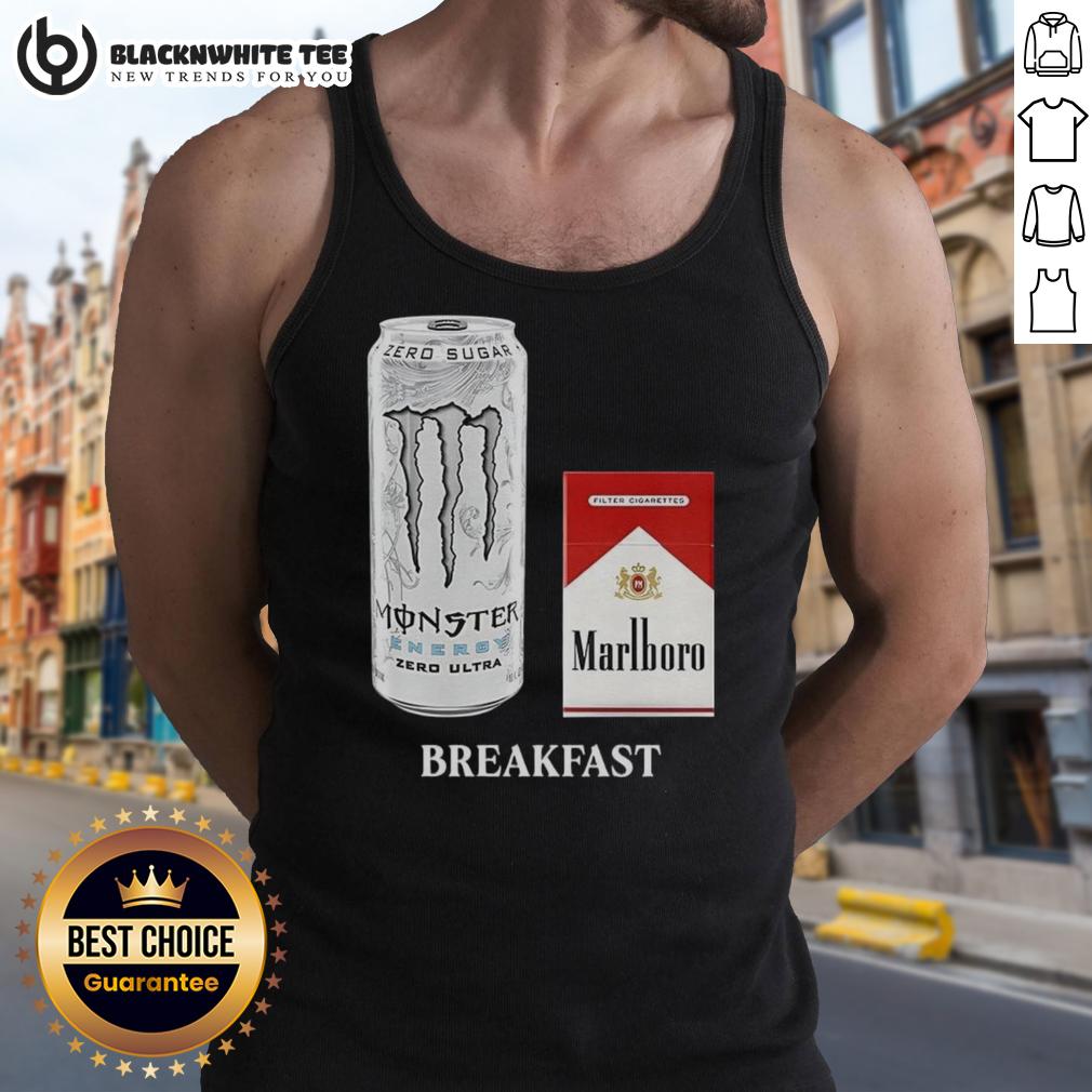 Good Breakfast White Monster And Marlboro Red Cigarette T-Shirt - Image 4