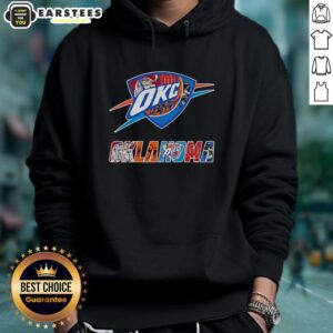 Alternative view of Original Oklahoma City Thunder Oklahoma Sooners Oklahoma State Cowboys And Tulsa Golden Hurricane Logo T-Shirt