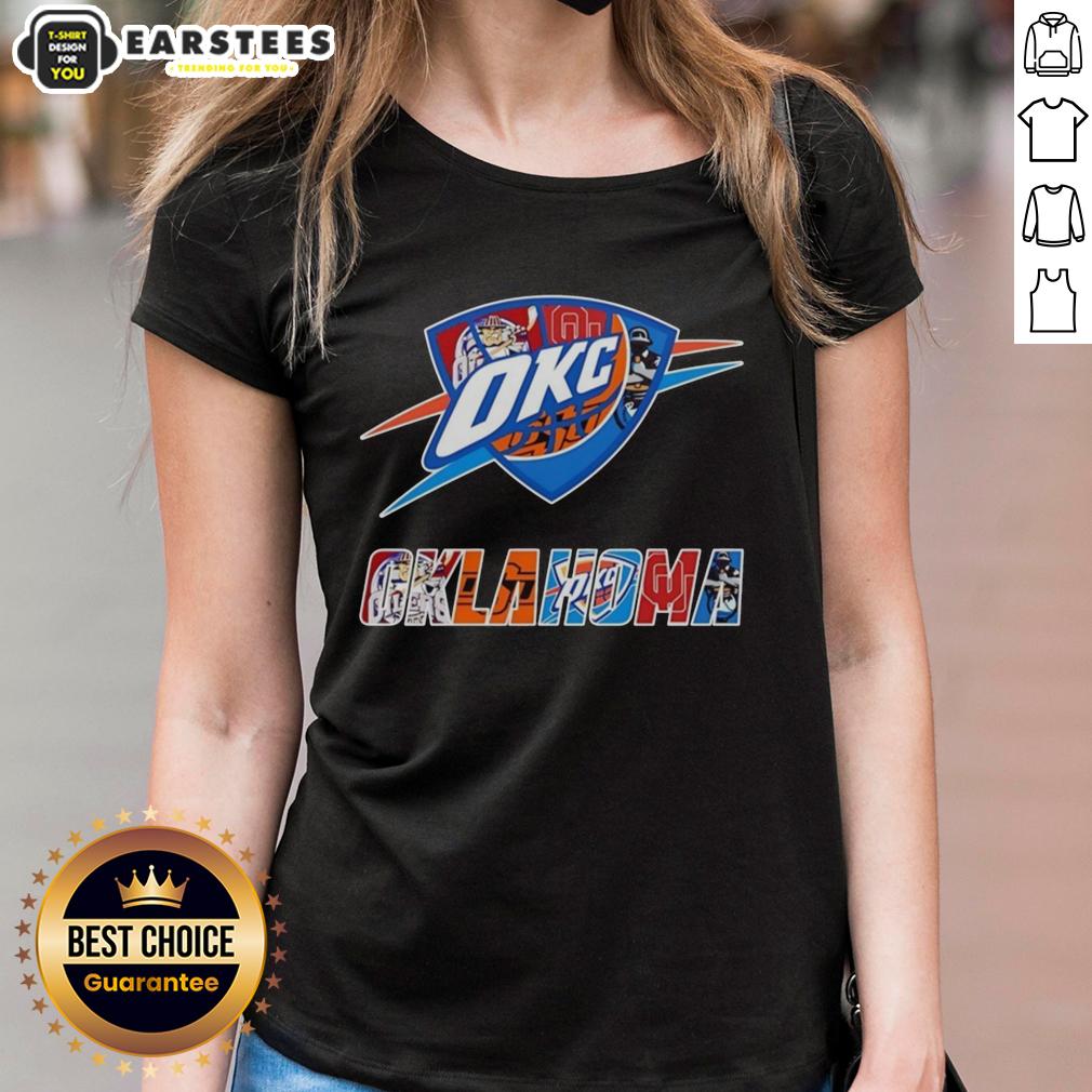 Original Oklahoma City Thunder Oklahoma Sooners Oklahoma State Cowboys And Tulsa Golden Hurricane Logo T-Shirt - Image 3