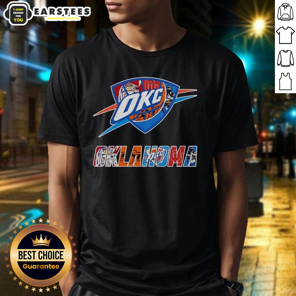 Original Oklahoma City Thunder Oklahoma Sooners Oklahoma State Cowboys And Tulsa Golden Hurricane Logo T-Shirt
