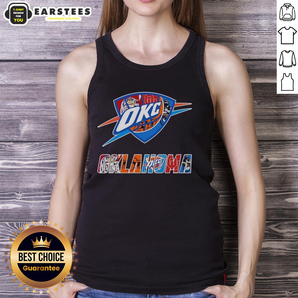 Original Oklahoma City Thunder Oklahoma Sooners Oklahoma State Cowboys And Tulsa Golden Hurricane Logo T-Shirt - Image 4