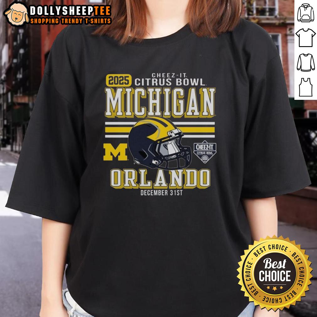 Original Michigan Wolverines Football 2025 Cheez-It Citrus Bowl Helmet T-Shirt - Image 3