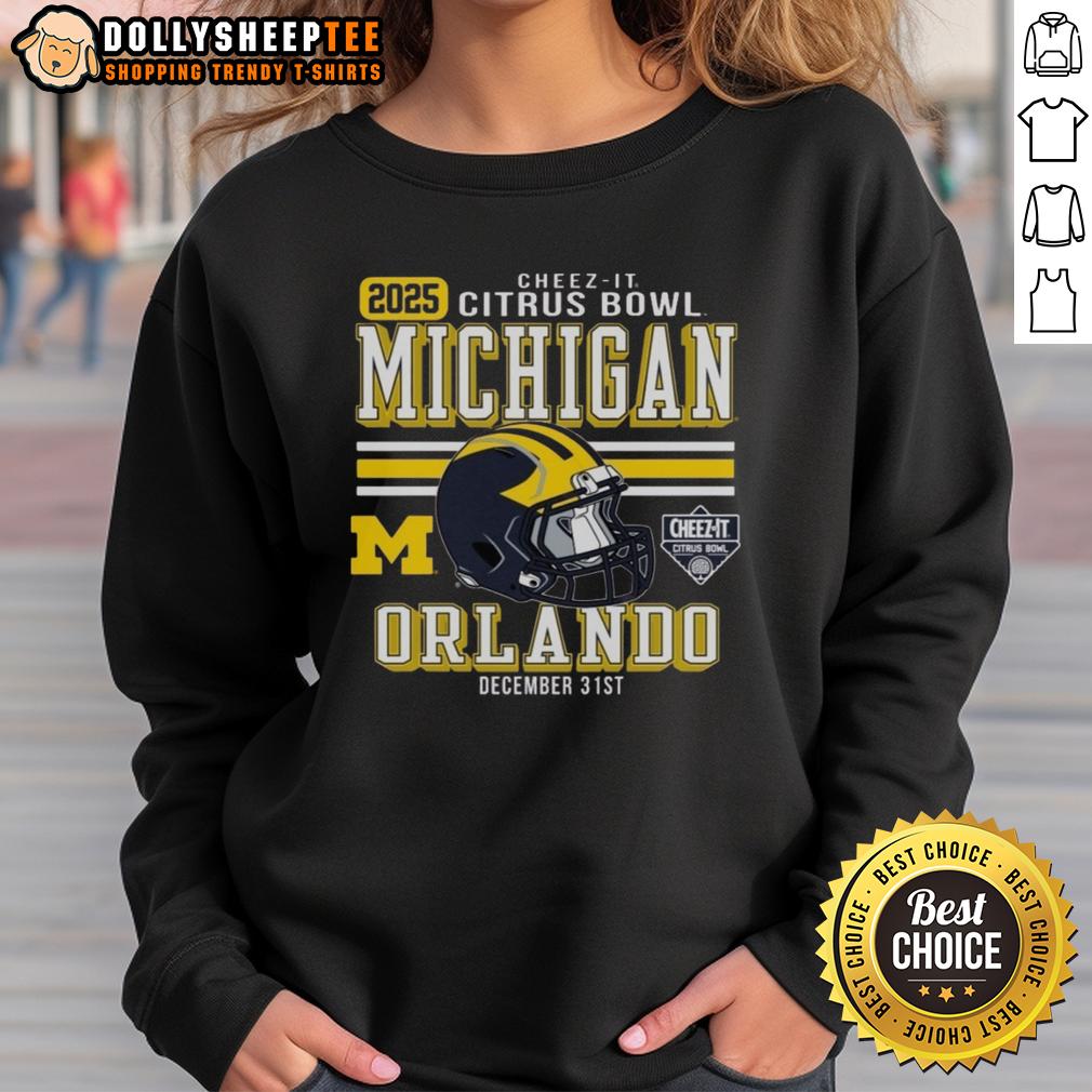 Original Michigan Wolverines Football 2025 Cheez-It Citrus Bowl Helmet T-Shirt - Image 5