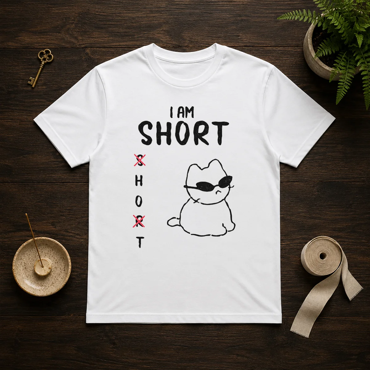 Top I Am Short H And T With Cool Cat Shirt