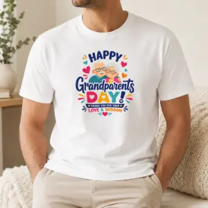Nice Good Happy Grandparents Day Love Wisdom Hearts Illustration Shirt