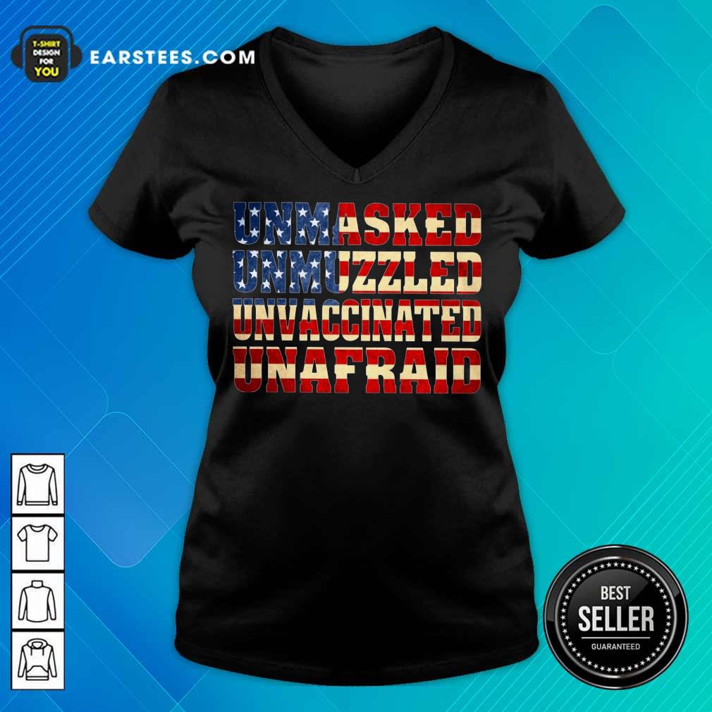 Top Unmasked Unmuzzled Unvaccinated Unafraid Shirt - Image 5