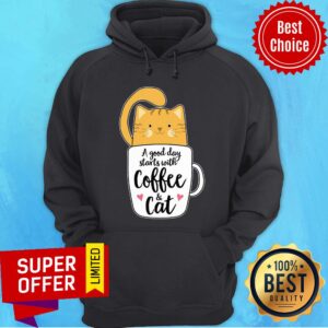 Alternative view of A Good Day Starts With Coffee Cat Shirt