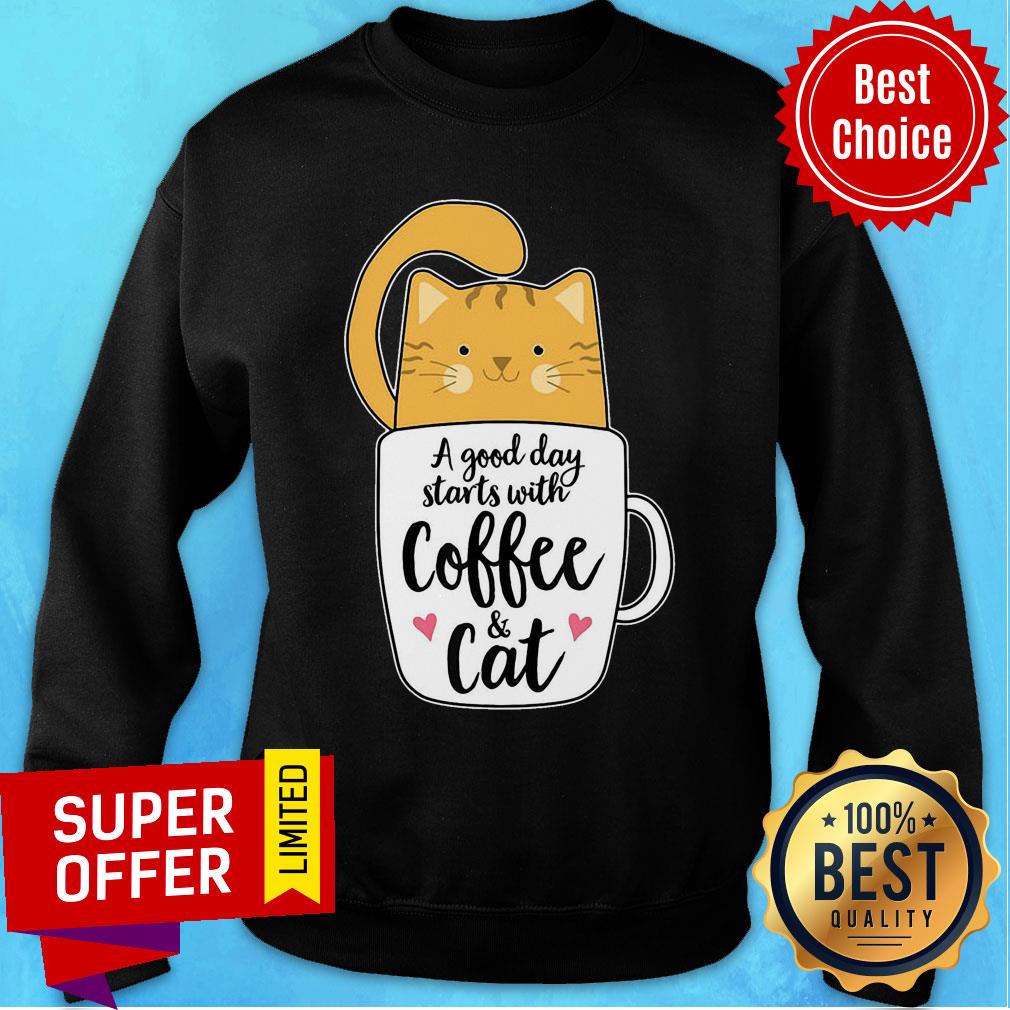 A Good Day Starts With Coffee Cat Shirt - Image 5
