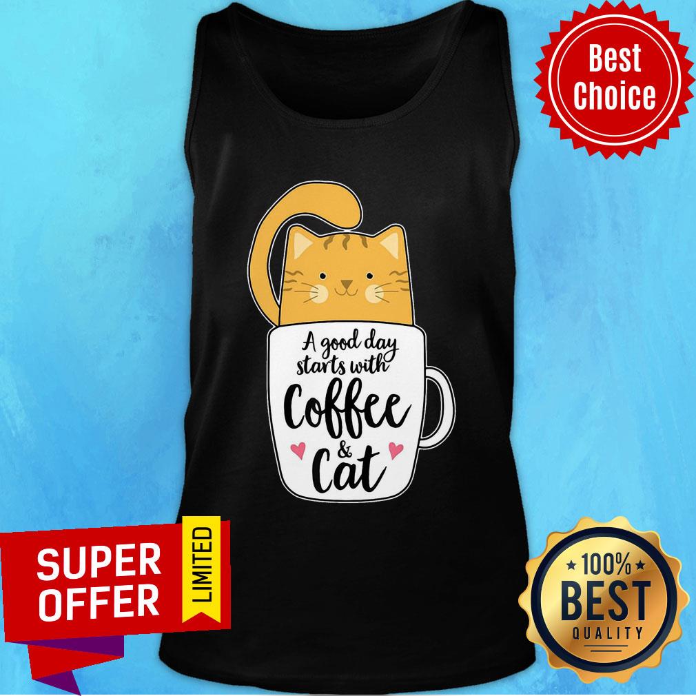 A Good Day Starts With Coffee Cat Shirt - Image 4