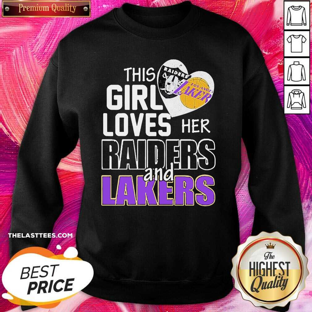 Great This Girl Loves Her Las Vegas Raiders And Los Angeles Lakers Shirt - Image 4