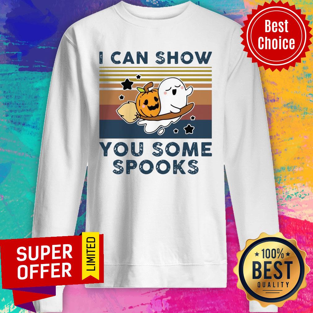 Pumpkin Ghost Halloween I Can Show You Some Spooks Vintage Shirt - Image 5